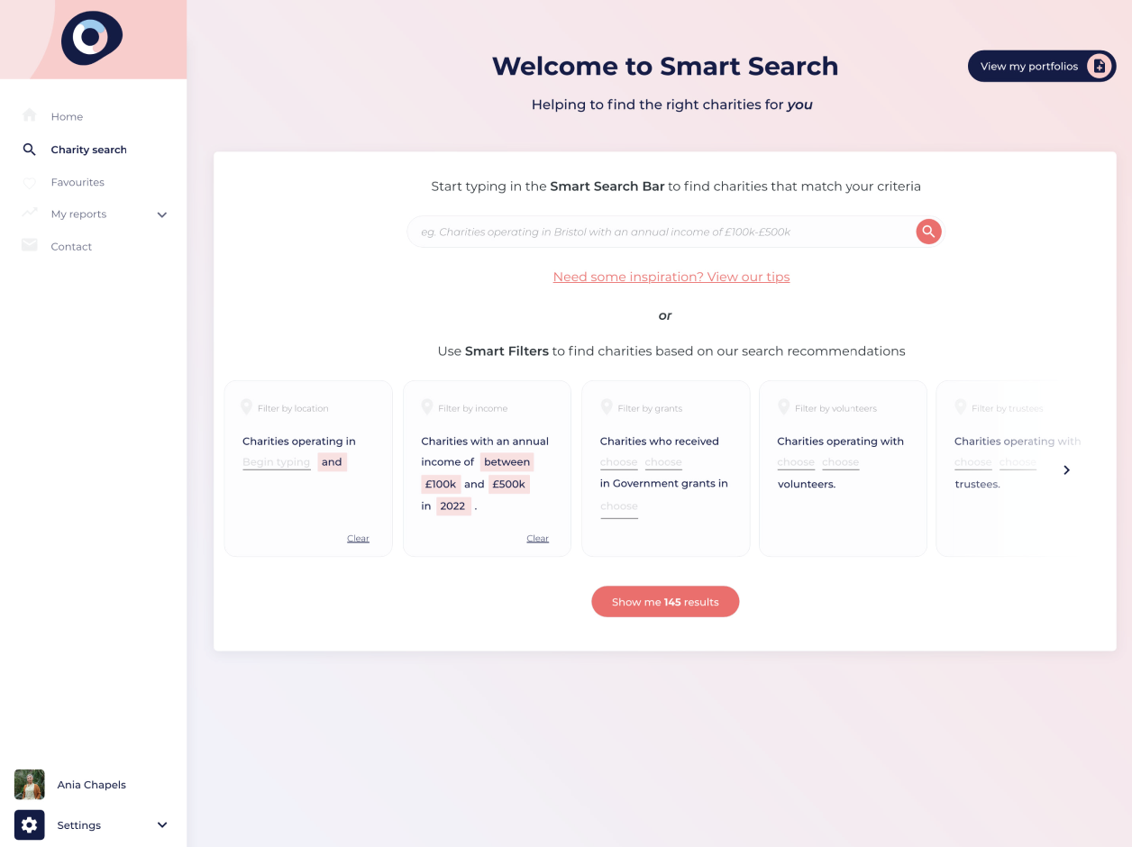 Screenshot of a search homepage